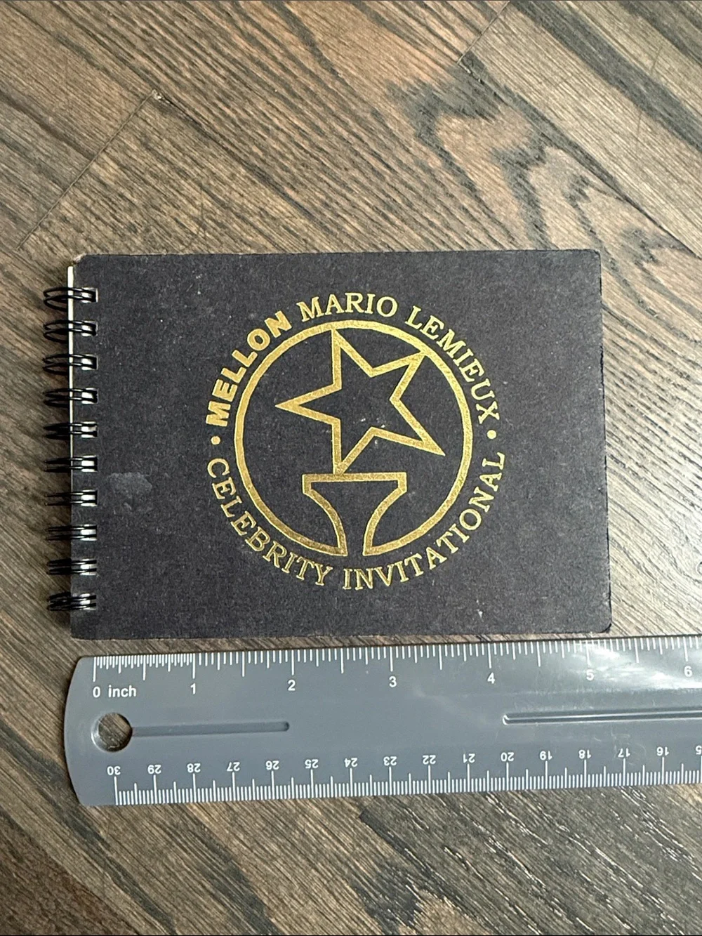 Mellon Mario Lemieux Celebrity Invitational Gold Logo Spiral Notebook - Black